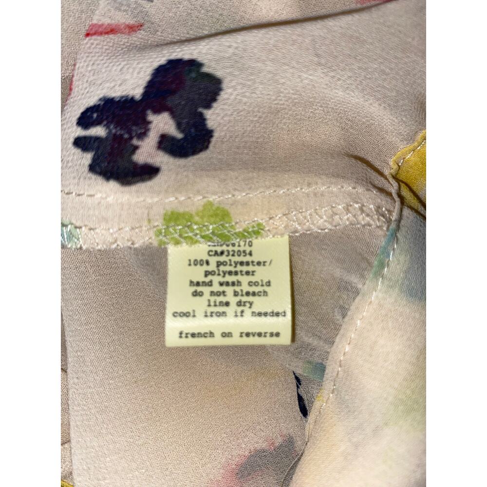 Anthro Pins and Needles Sheer Floral Blouse Size Medium Pleated Shoulder Top - Picture 9 of 10